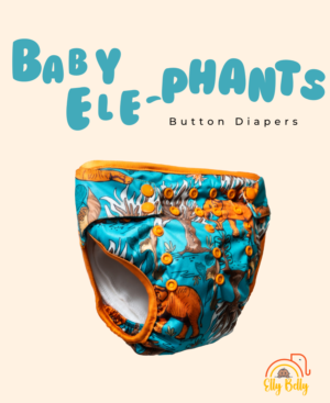 BabyEle-Phants Button Reusable Baby Diapers with Elephant Print