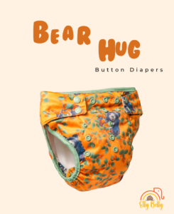 Bear Hug Button Reusable Baby Diapers with Bear Print