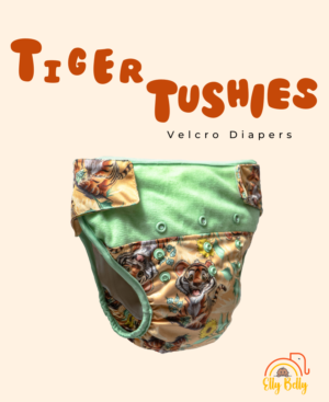 Tiger Tushies Velcro Reusable Baby Diapers with Tiger Print
